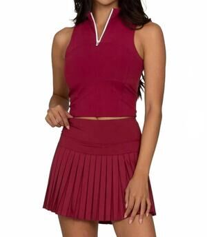 NEW GOLD HINGE pleated tennis skirt in mulberry
